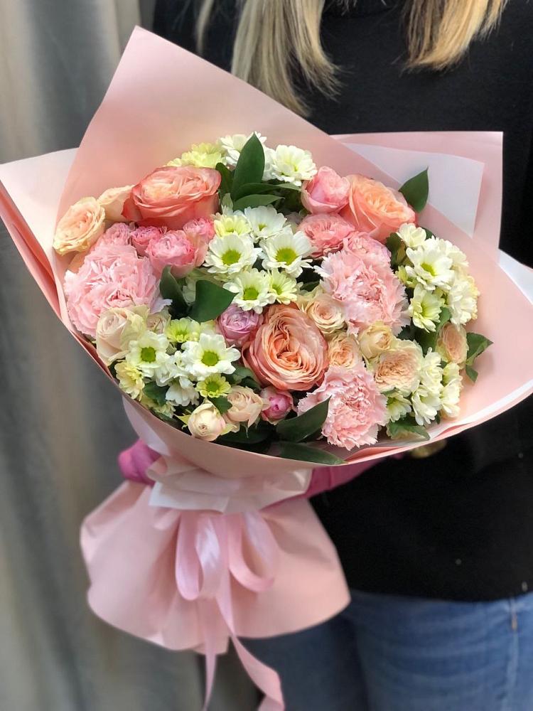 Букет цветов из: Гвоздики, Розы и Хризантемы в Кокреке