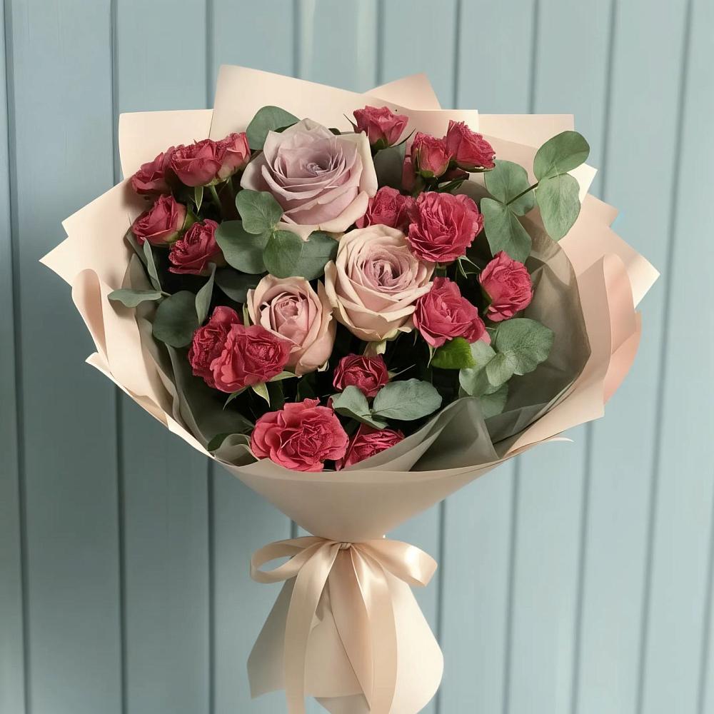 Букет цветов из: Гвоздики и Розы в Кокреке