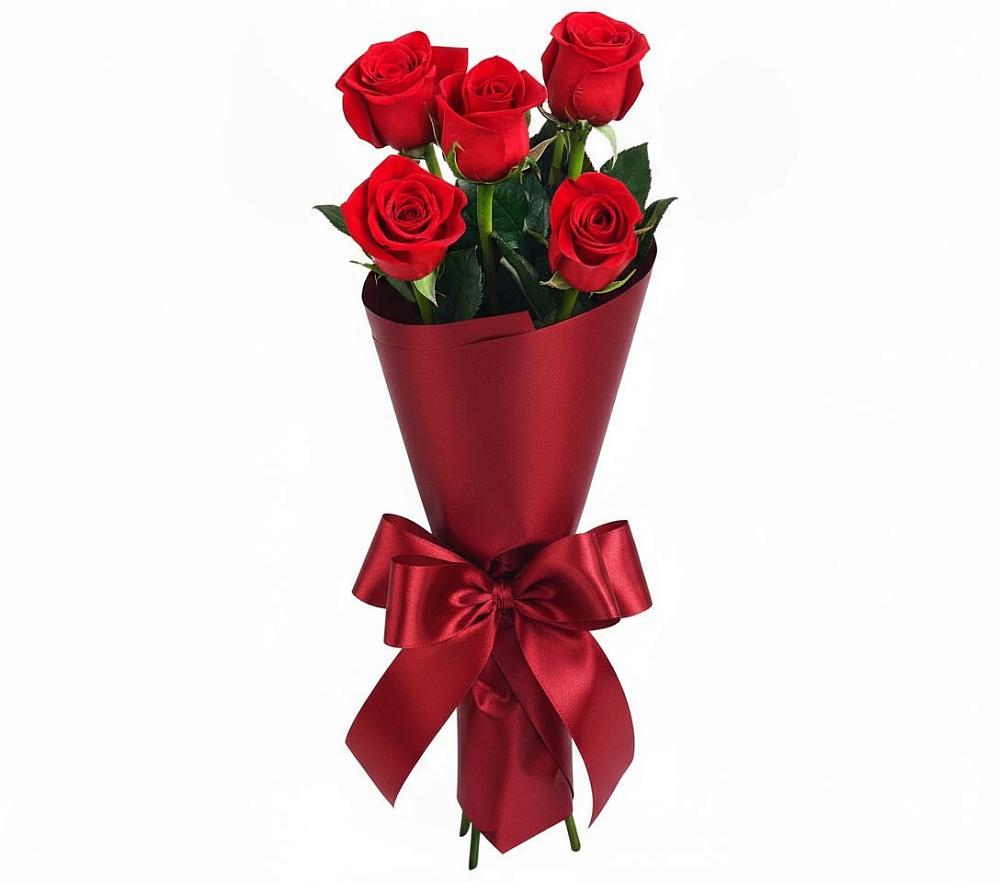 Букет 5 Красных роз Эдлесс Лав в Кокреке