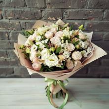 Букет цветов из:  Альстромерии, Розы и Хризантемы в Кокреке