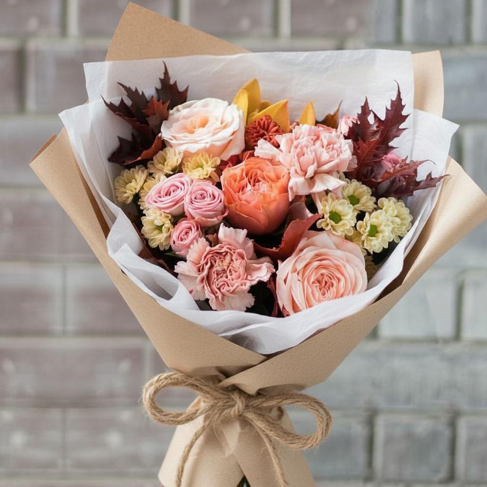 Букет цветов из: Гвоздики, Хризантемы и Розы в Кокреке