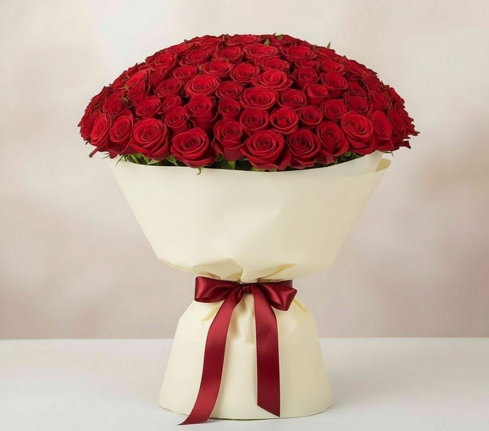 Букет 101 Красная роза Милано в Кокреке
