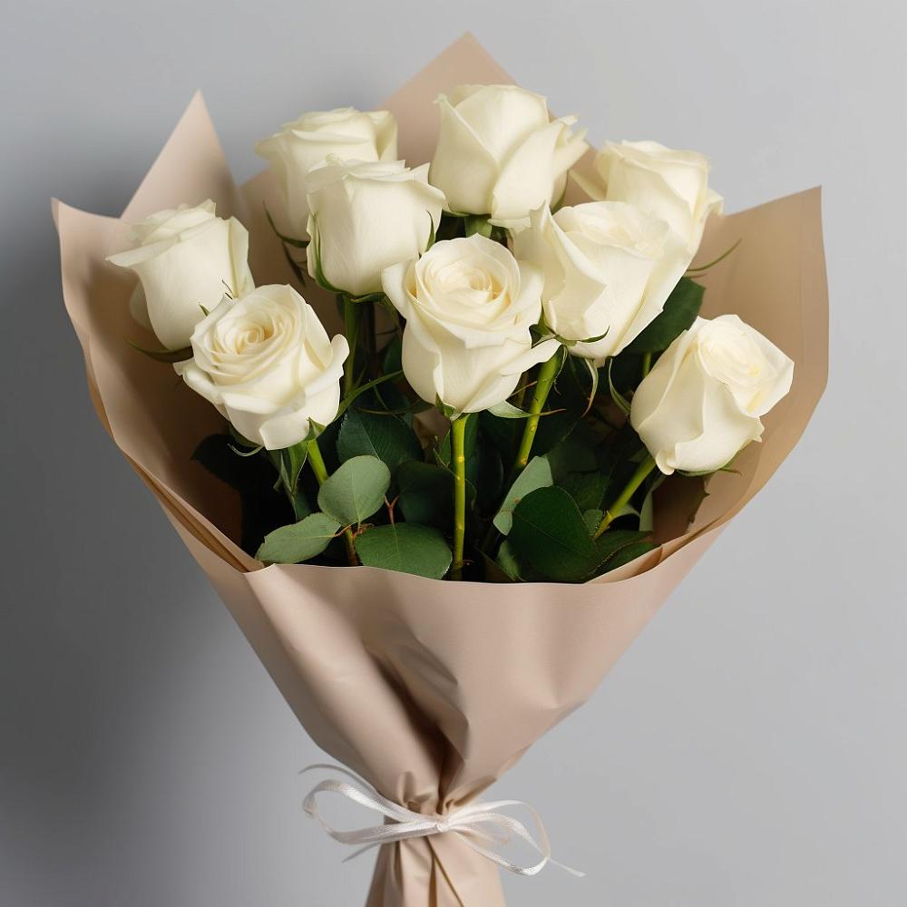 Букет 9 Белых роз Эдлесс Лав в Кокреке