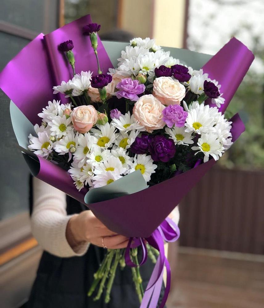 Букет цветов из: Хризантемы, Гвоздики и Розы в Кокреке