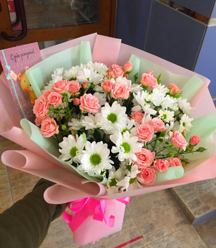 Букет цветов из: Розы и Хризантемы в Кокреке