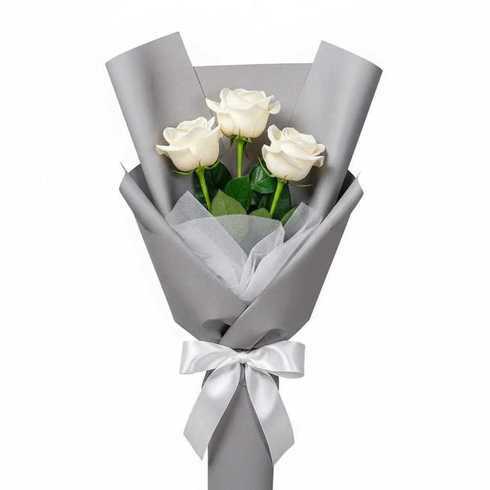 Букет 3 белые розы в Кокреке