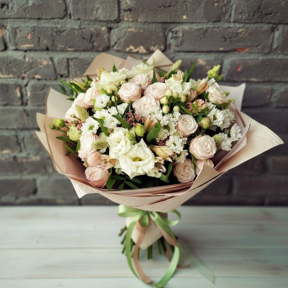 Букет цветов из: Альстромерии, Розы и Хризантемы в Кокреке
