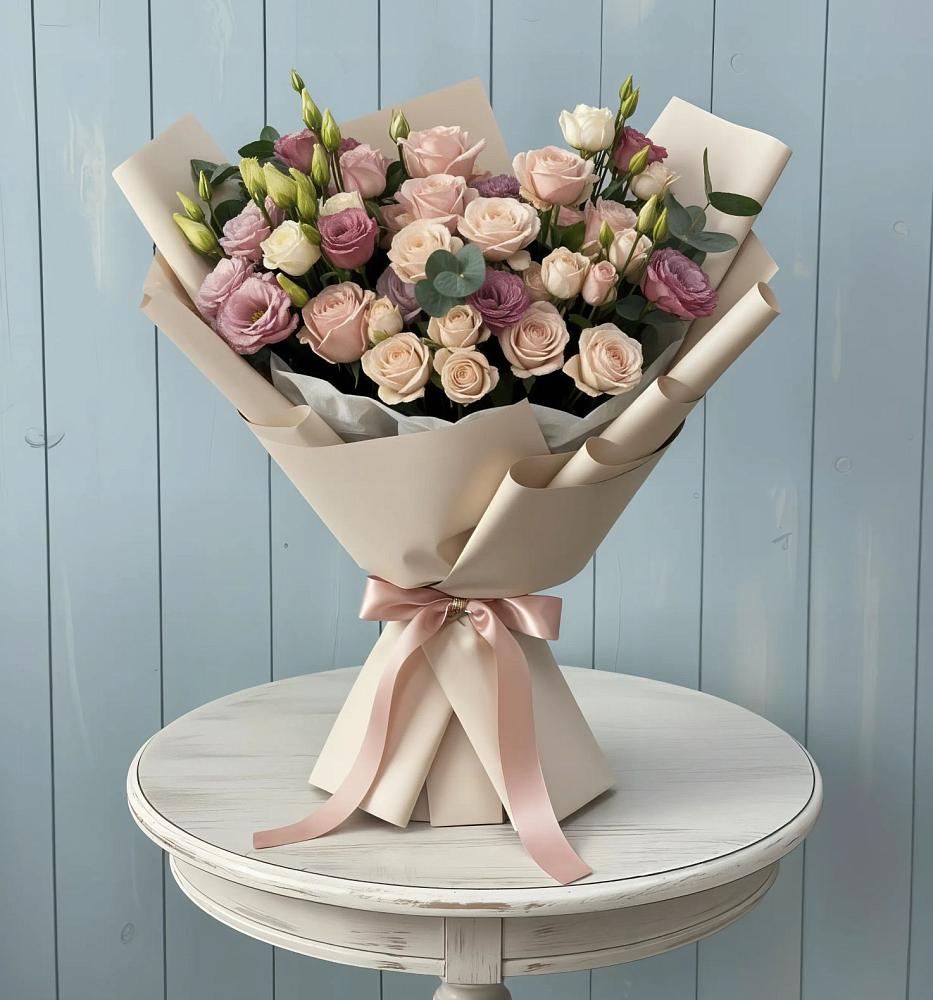 Букет цветов из: Розы и Лизиантусы в Кокреке