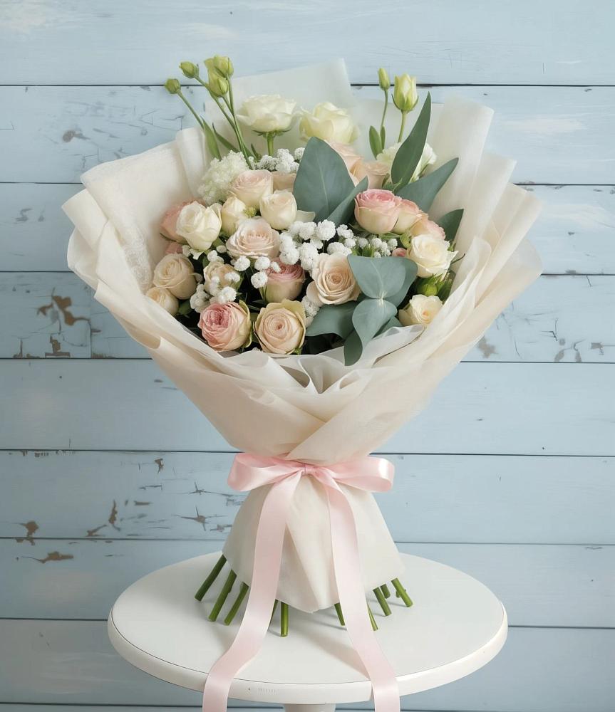 Букет цветов из: Розы и Лизиантусы в Кокреке