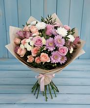 Букет цветов из:  Хризантемы, Розы и Альстромерии #REPLACE_PRED# Кокреке