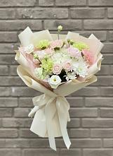 Букет цветов из:  Гвоздики, Розы, Лизиантусы и Хризантемы в Кокреке
