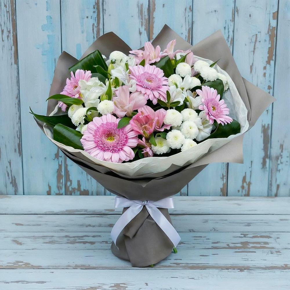 Букет цветов из: Герберы, Альстромерии и Хризантемы в Кокреке