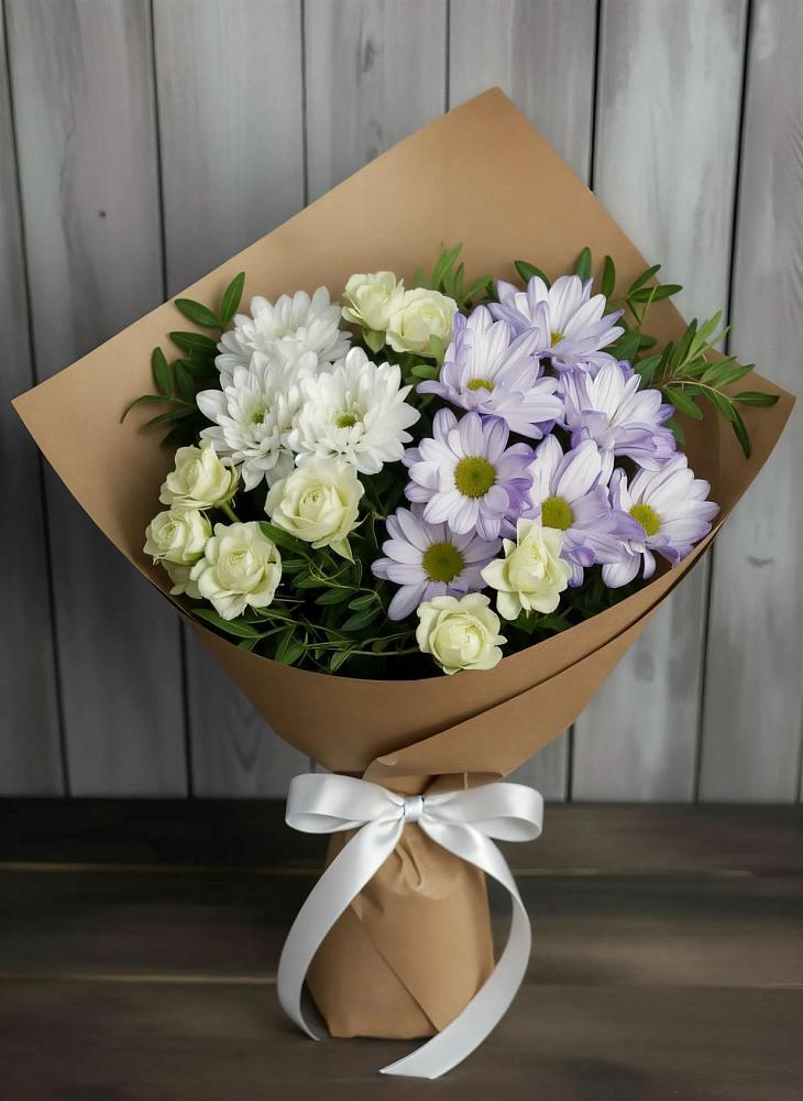 Букет цветов из: Хризантемы и Розы в Кокреке